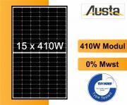 15x AUSTA PV Solarmodul Black Frame 410W Photovoltaik Modul Solarpanel 1722x1134x30mm